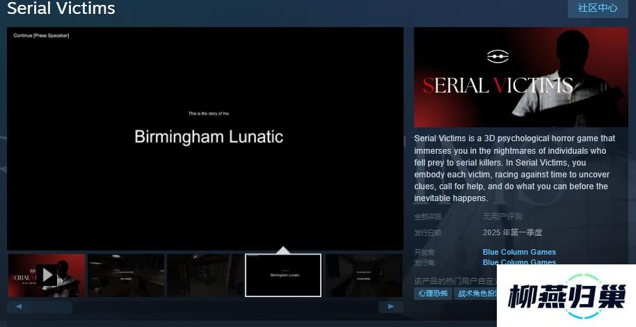3D心理恐怖游戏Serial-VictimsSteam页面开放-明年发售